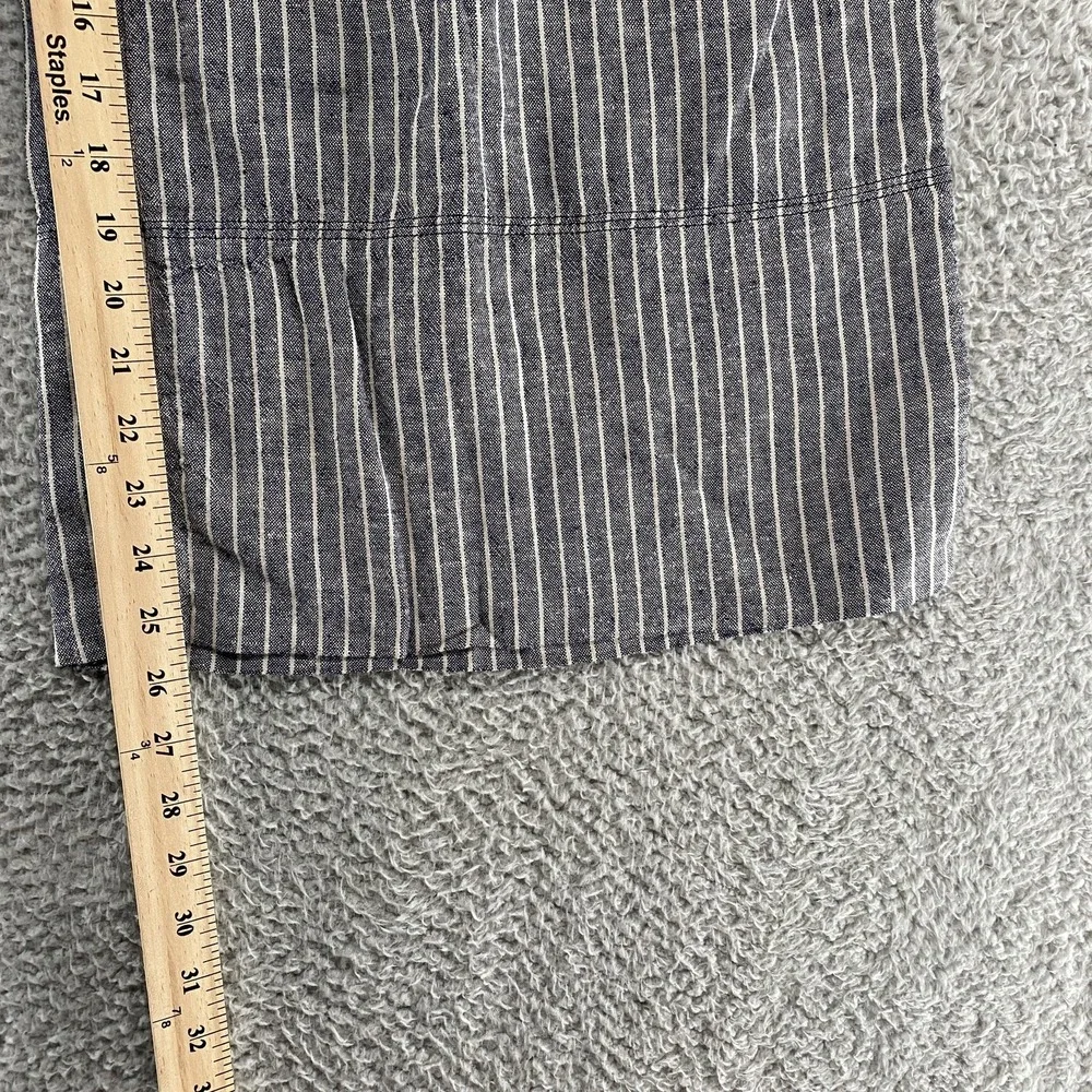 Banana Republic Wide Leg Pants Womens S Blue Stripe Linen Ankle Coastal Beachy